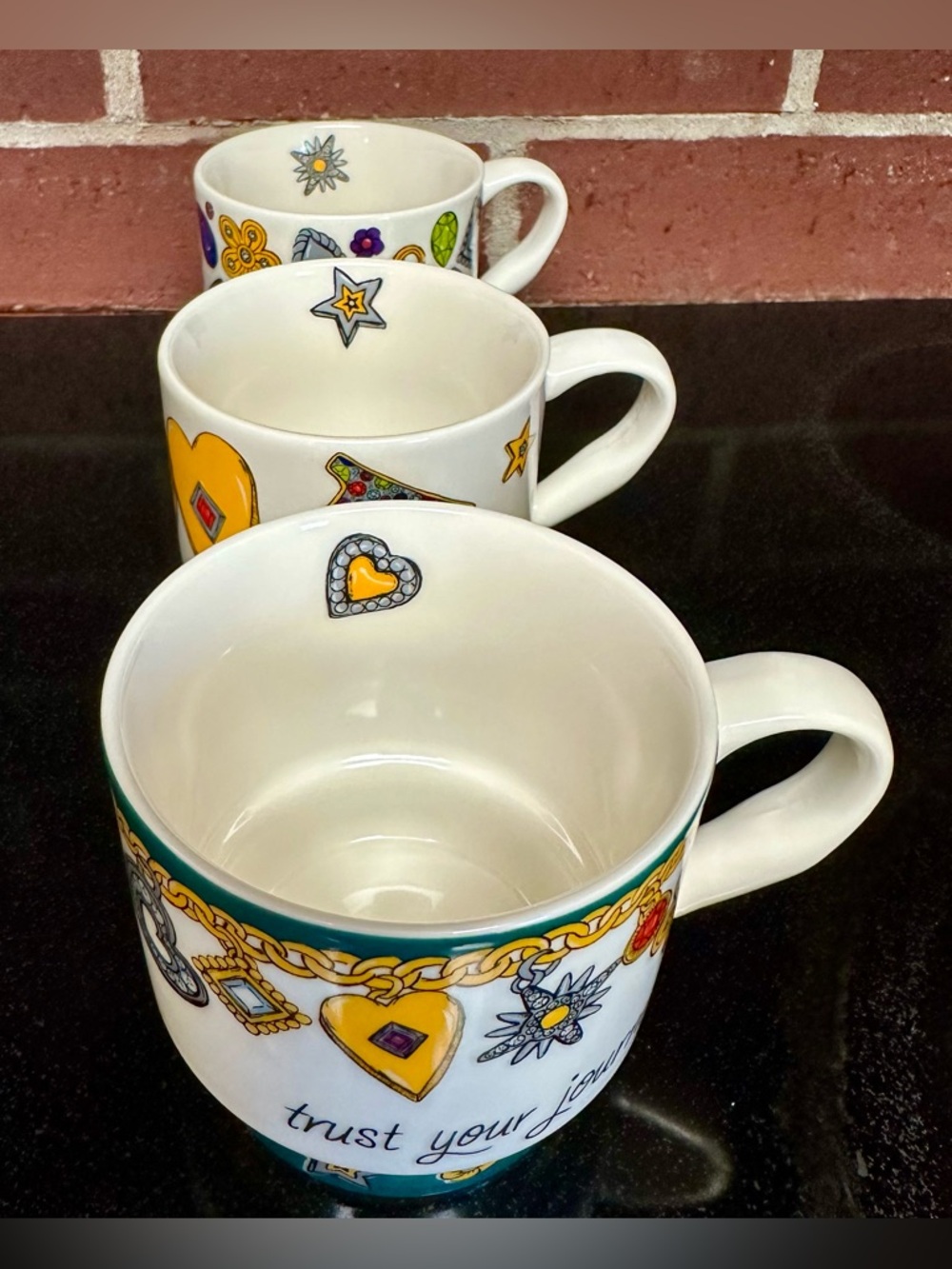 Brighton All You Need Is Love Stacking Cups Set of 3 Coffee Tea Mugs - Picture 7 of 8